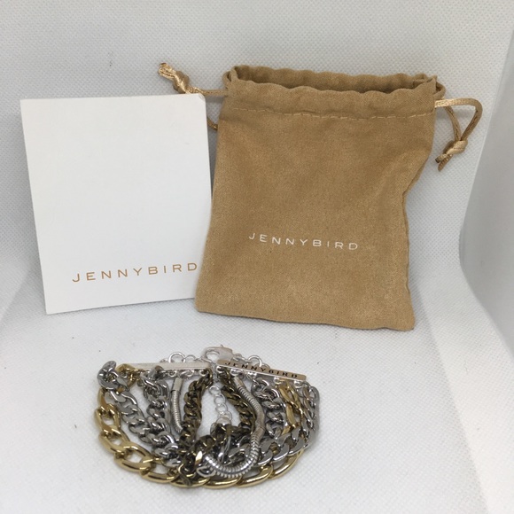 Jenny Bird, Mixed Metal Cuban Link Multi Strand Bracelet, Boutique Designer - Picture 1 of 5